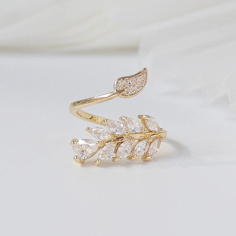 Crystal Leaf Ring