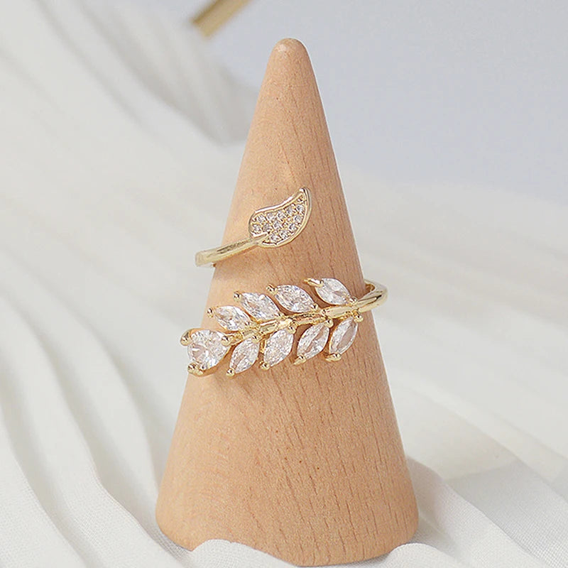 Crystal Leaf Ring