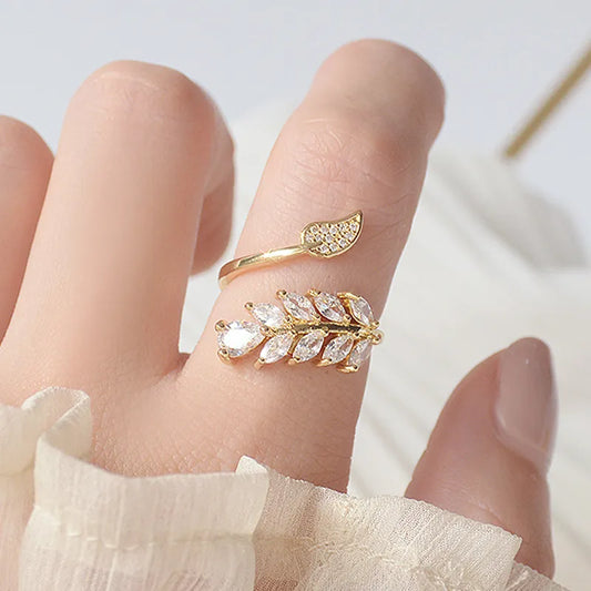 Crystal Leaf Ring